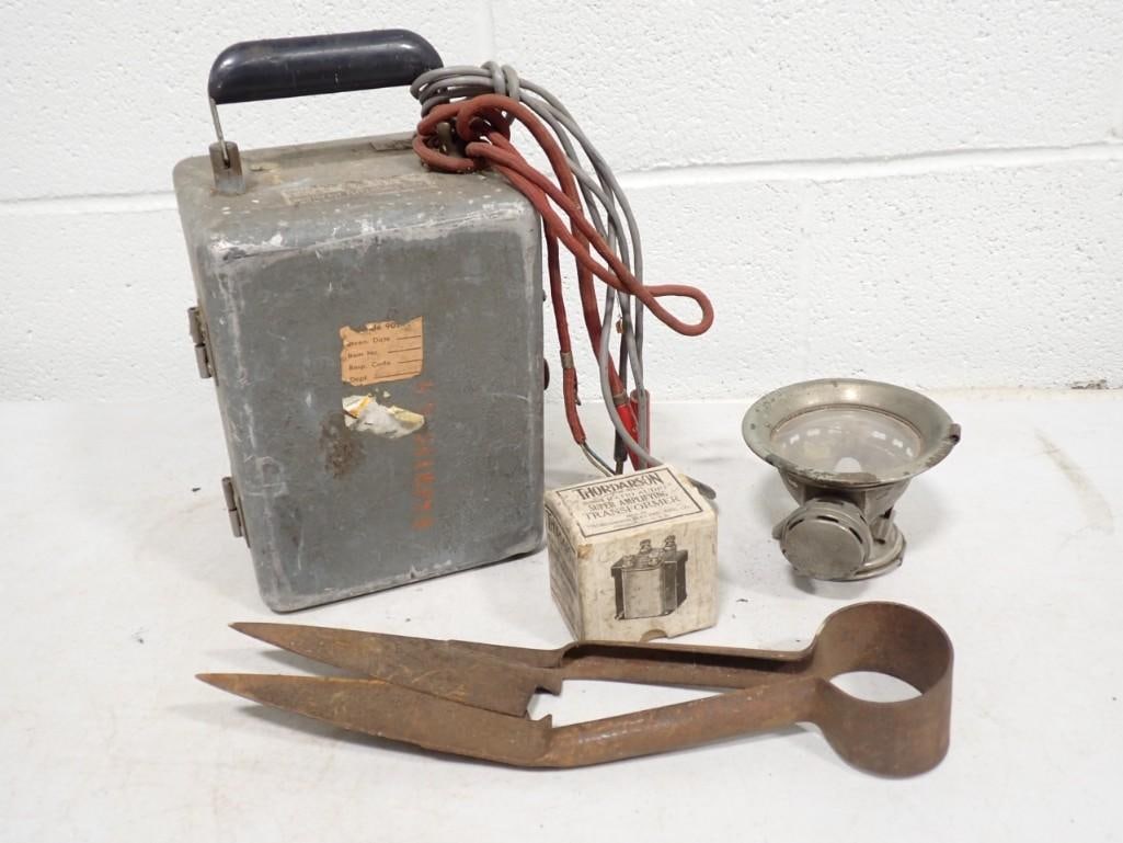 4 WW II Era items including Thordarson Super Amplifying Transformer with box, (1 of 17)