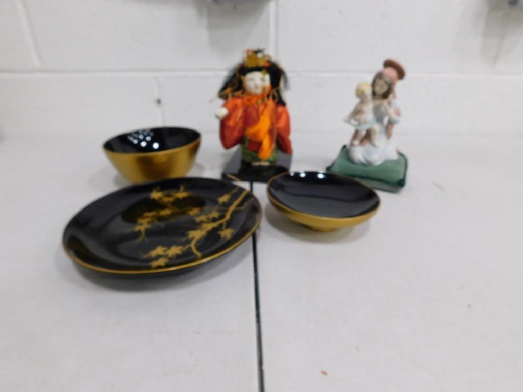 Misc Lot incl Asian Figurine, Plate, Bowl, Ardault Figurine, etc (1 of 6)