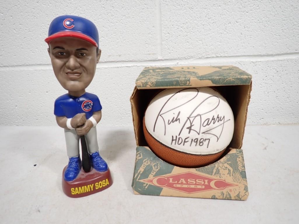 Rick Barry HOF 1987 Signed Mini Basketball NO COA and Sammy Sosa Bobble Head (1 of 10)