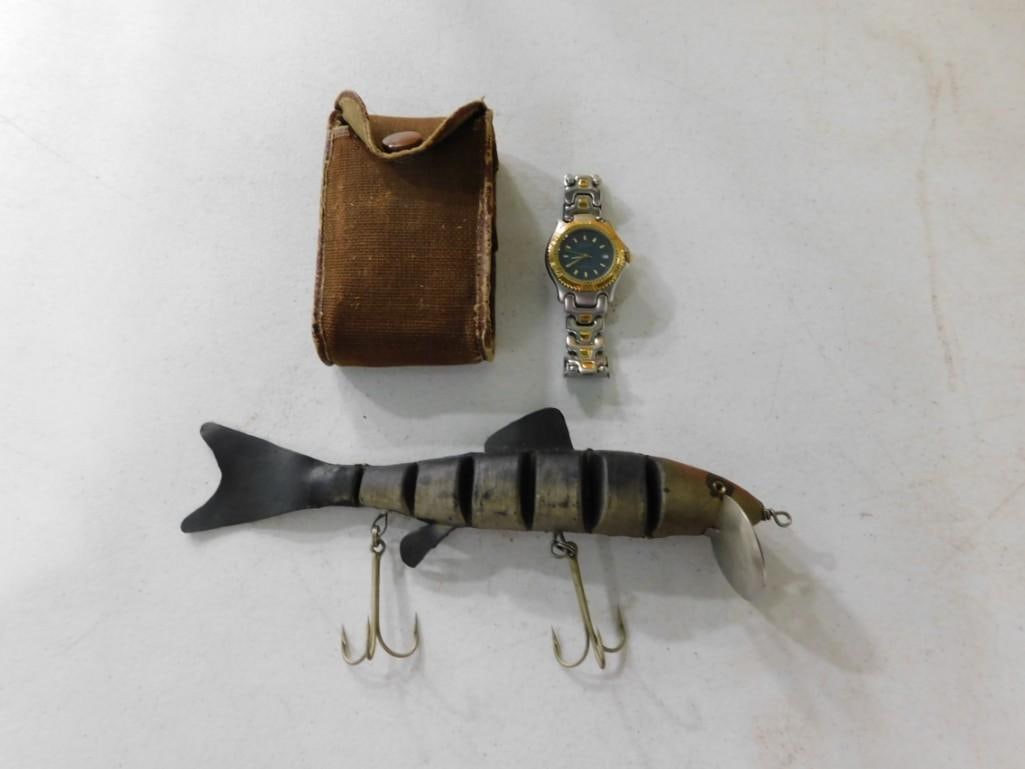 Misc Smalls incl Antique Kodak Vest Pocket Camera, Wittnauer Watch Works, Large Fishing Lure (1 of 8)