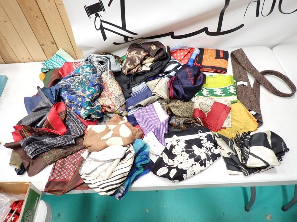 Collection of Scarves and a Bow Tie .  Scarves incl Christian Dior, Norman Norell, Anne Klein, Ashea (1 of 14)
