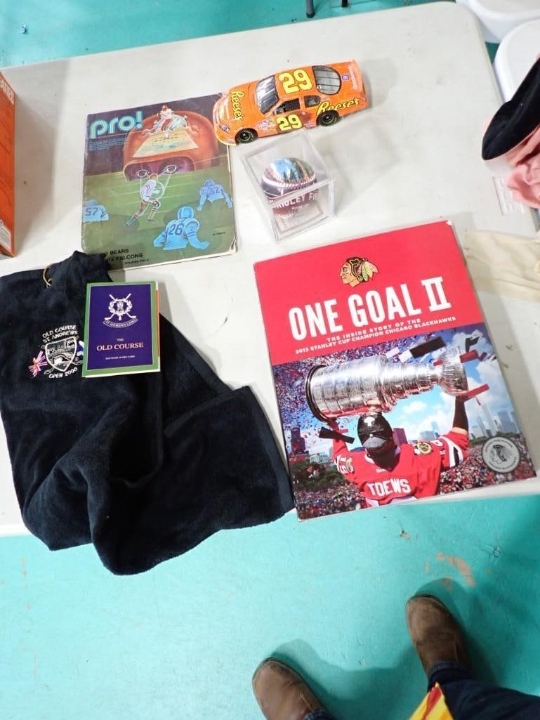 Sports Lot incl 1972 Chicago Bears Program, Blackhawks Book, Reese's Race Car, Wrigley Field Basebal (1 of 9)