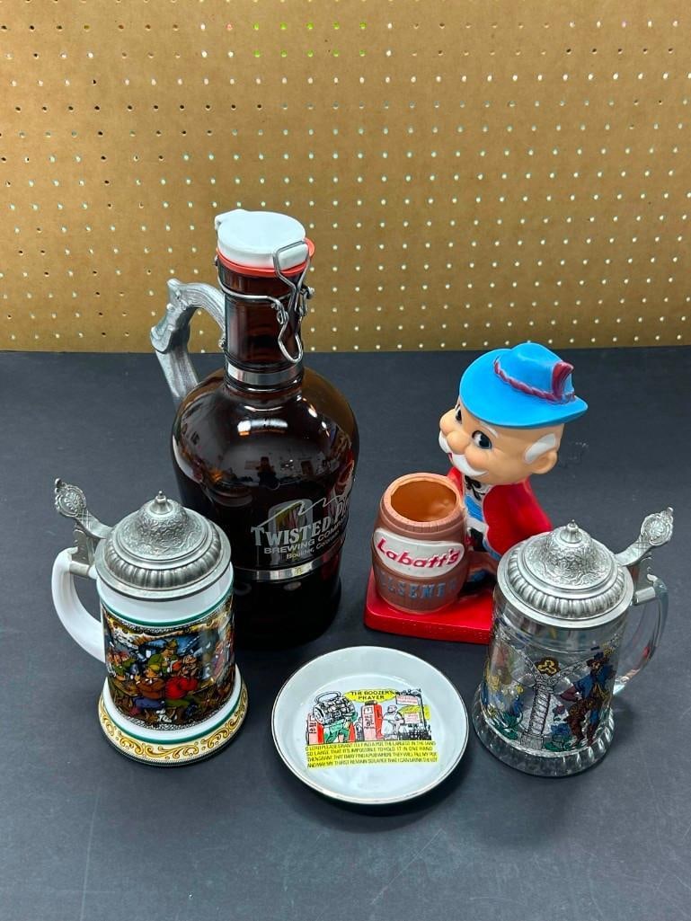 Bar Collectibles incl Vintage Advertising Labatts Pilsner Swizzle Stick Holder, Original Bierseidel (1 of 20)