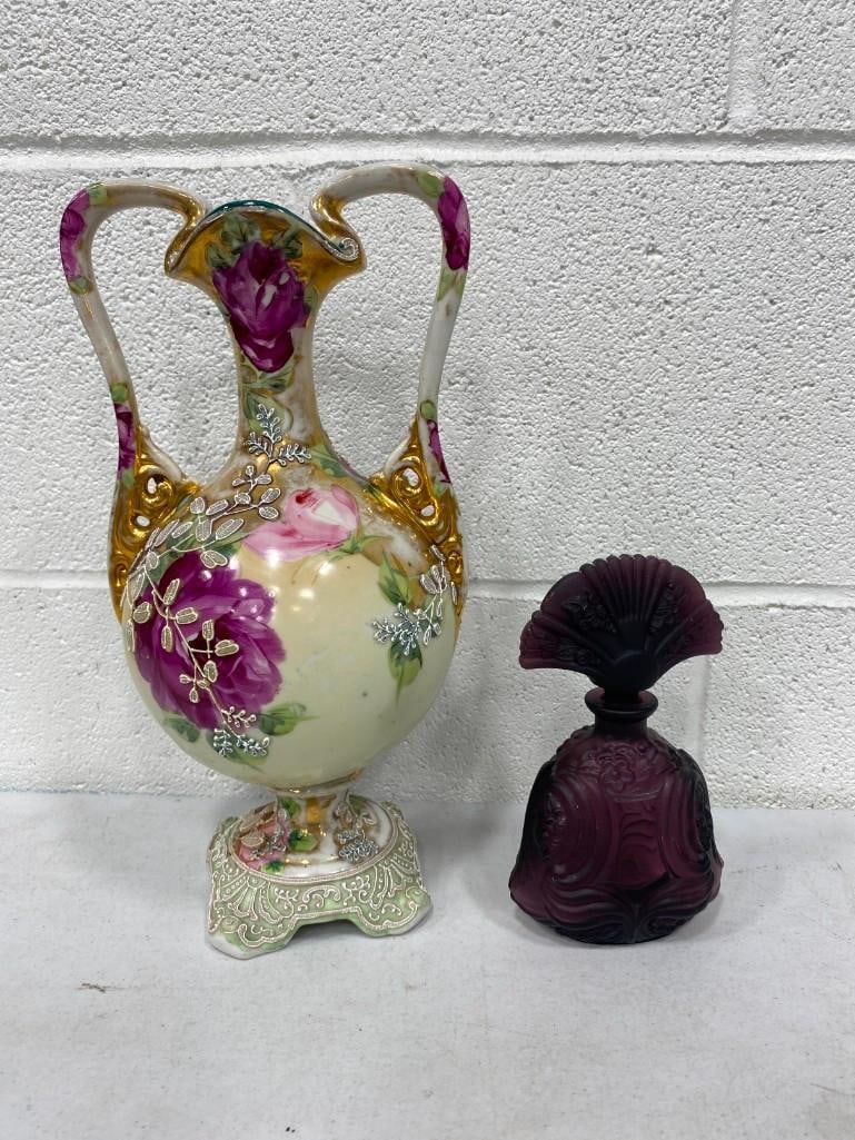 2 Collectibles incl Art Deco Amethyst Glass Czech Ingrid Perfume Bottle and Royal Moriye (1 of 10)