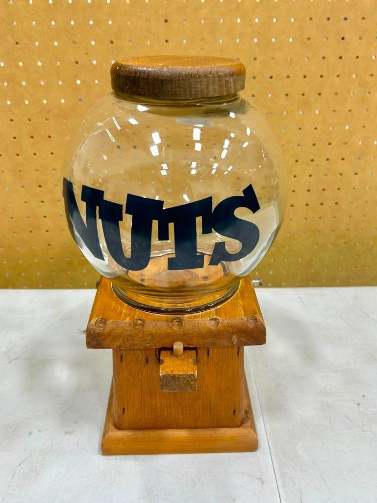 Vintage 1970s Carousel Nuts and Gum Dispenser Wood Base Globe (1 of 4)