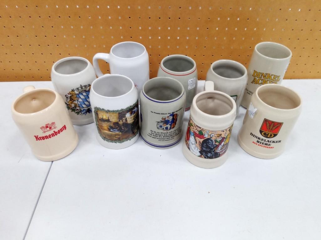 10 German Stoneware and Ceramic Beer Mugs (1 of 7)