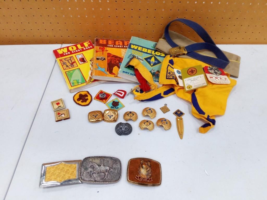Misc Scouts of America Lot incl Books, Belt Buckles, Badges, etc (1 of 4)