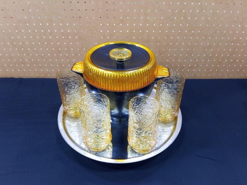 11 pc lot incl 1970s Hand Blown Lenox Crystal Tumblers USA "Impromptu" design etched Bottoms, Ice Bu (1 of 17)