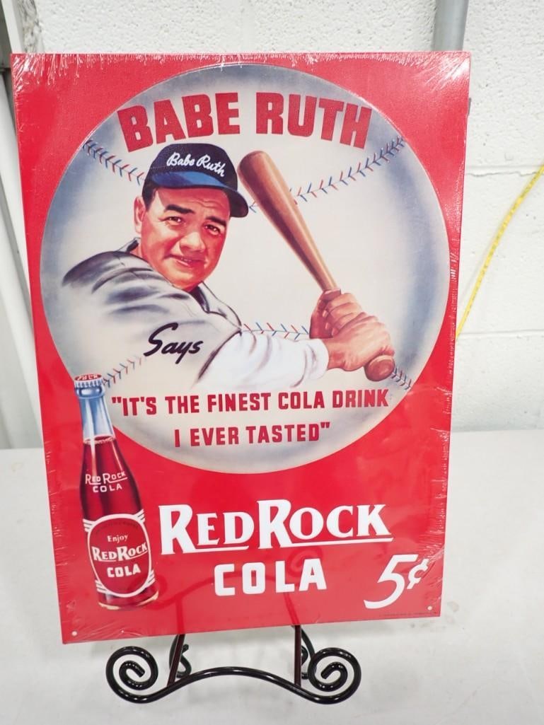 Vintage 1991 Red Rock Cola Babe Ruth Sign with Stand (1 of 6)