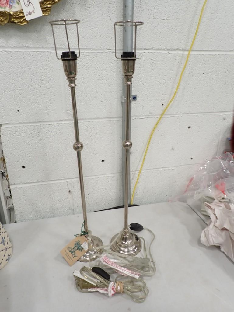 Pr of Arteriors Home Mid Century Silverplate Table Lamps (1 of 6)