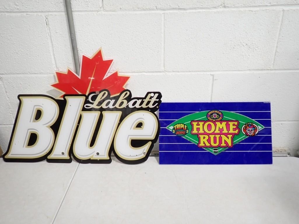 Labatt Blue Acrylic Sign and Slot Machine Glass Sign (1 of 6)