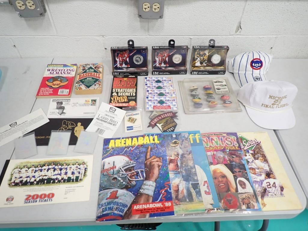 Sports lot including vintage books, Michael Jordan, Chicago Cubs, Ephemera, Hockey Collector Coins, (1 of 16)