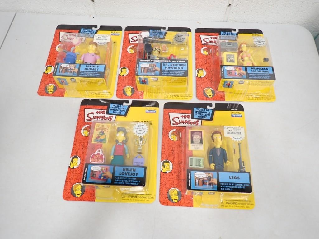 5 Simpsons Action Figures - New in Packages including Stephen Hawking, Legs, Helen Lovejoy, Freddy Q (1 of 7)