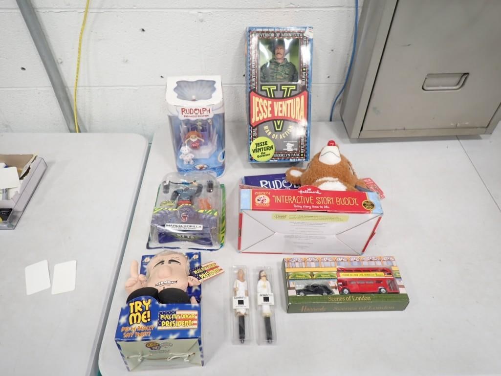 Collectibles Toy Lot including Jesse Ventura, Pull my Finger President, Jesus and Gandhi Pens, Marco (1 of 16)