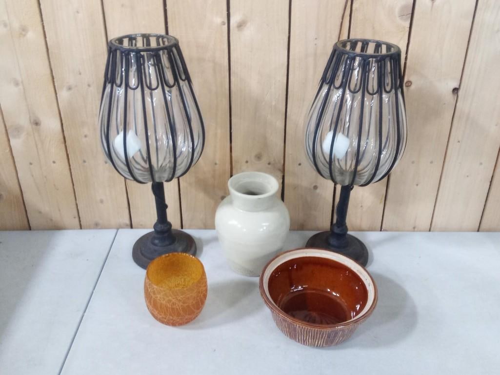 Home Decor incl Stemware Glasses or Candle Holders, Small Vase, Bowl, Small Spaghetti Glass (1 of 12)
