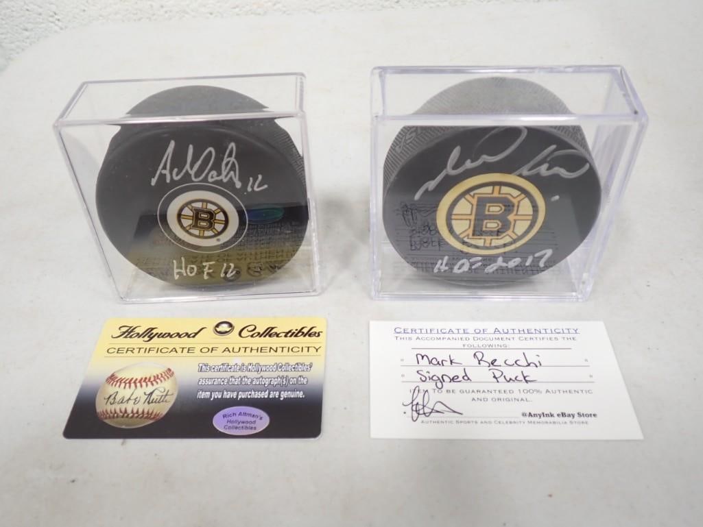 Mark Recchi HOF 2017 and Adam Oates HOF 2012 Signed NHL Hockey Pucks - with COAs (1 of 7)