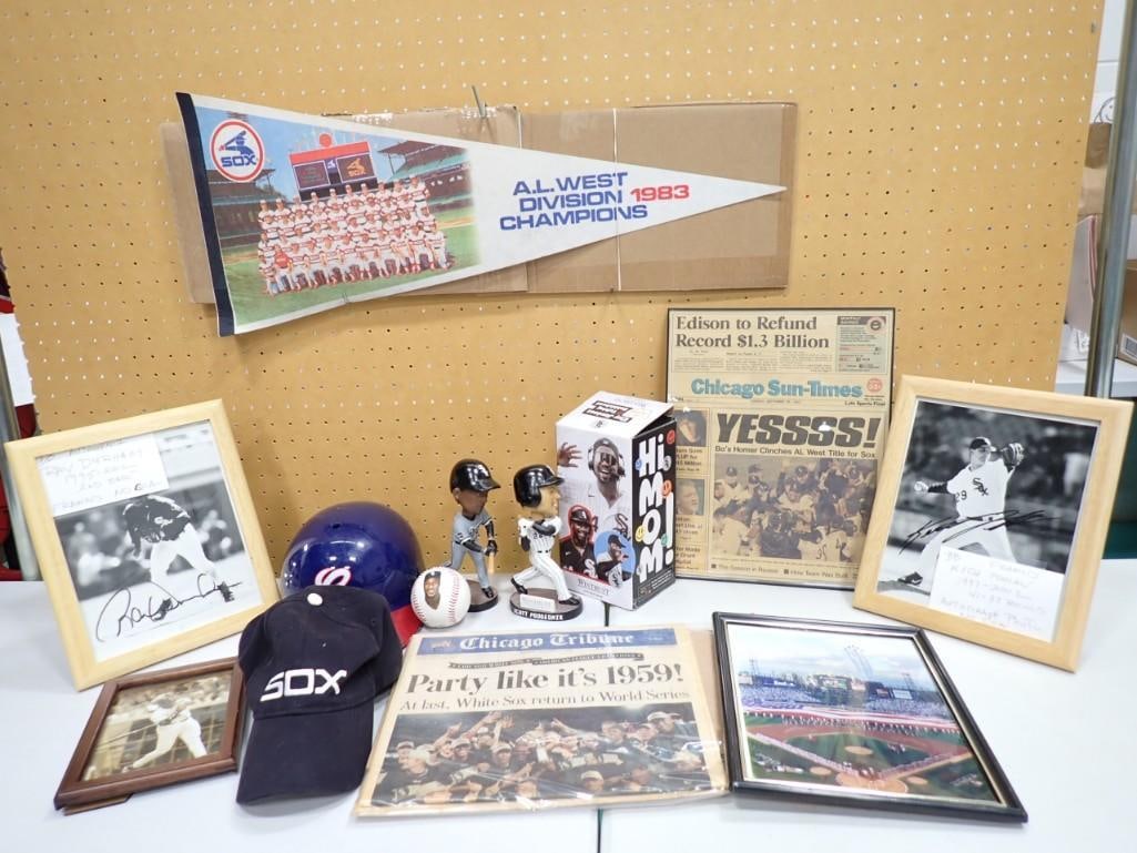 Chicago White Sox Sports lot including Pennant, Ray Durham Autograph No COA, Bobble Heads, World Ser (1 of 10)