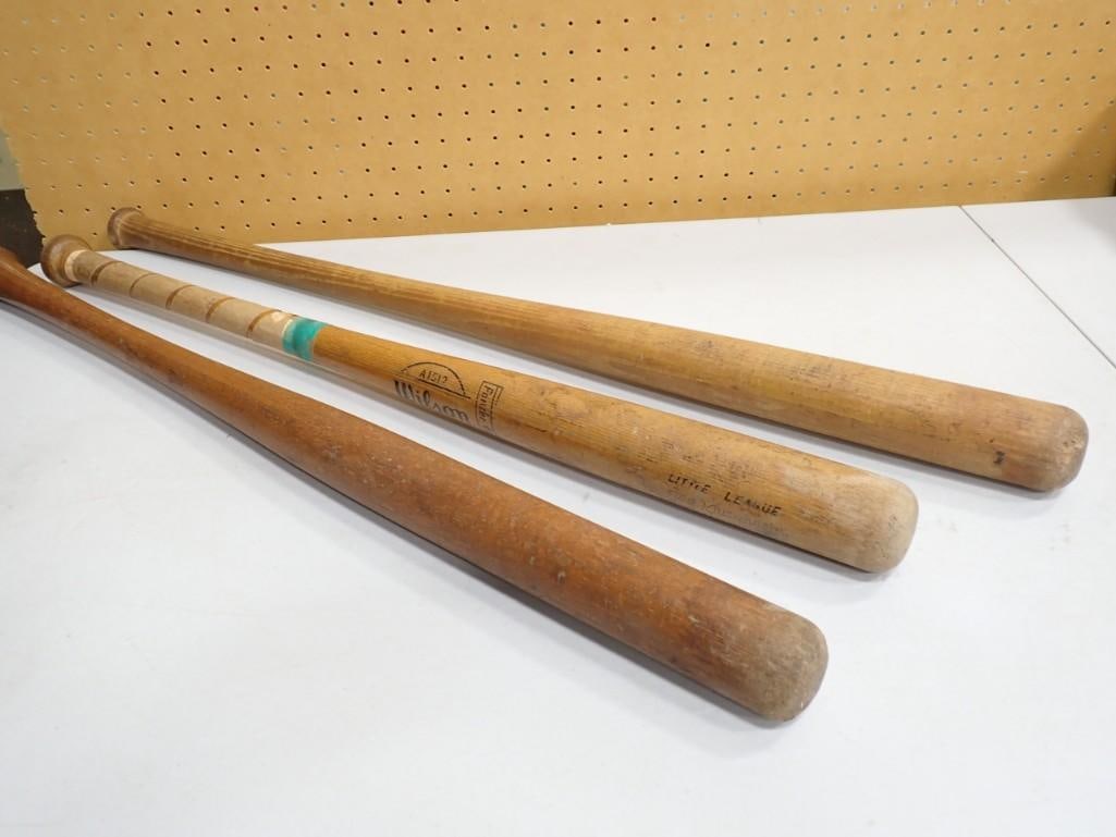 3 Vintage Wood Softball or Baseball Bats incl 30", 31", 34" (1 of 8)