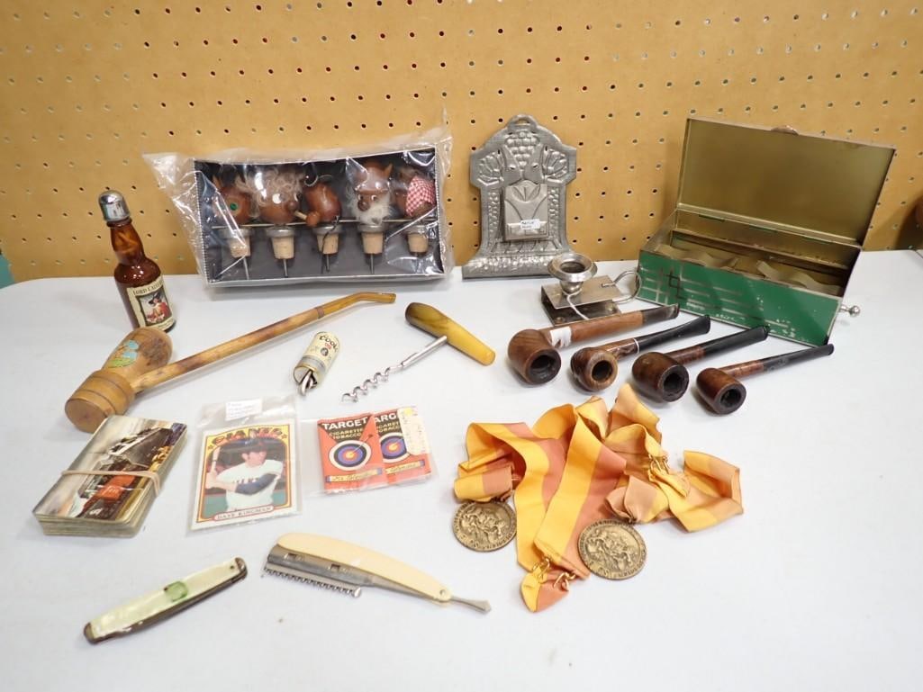 Vintage Smalls incl MCM Wood Bottle Stoppers, Smoking Pipes, Ephemera, etc (1 of 14)