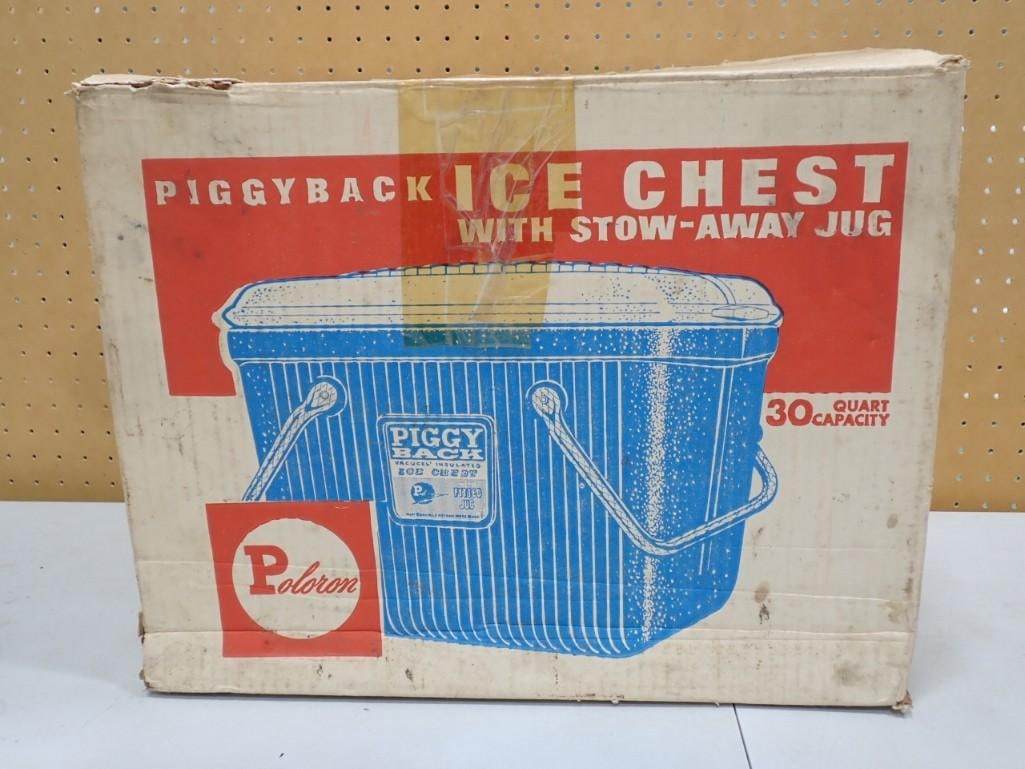 Vintage Poloron Piggy Back Ice Chest Cooler in Original Box 30 Quart Capacity (1 of 8)
