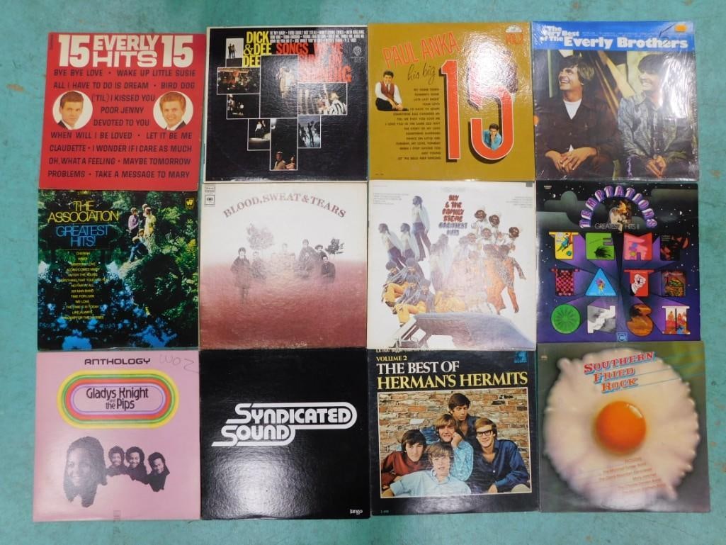 Vinyl Record Albums including The Association, Temptations, Sly & the Family Stone, Everly Bros, Blo: Vinyl Record Albums including The Association, Temptations, Sly & the Family Stone, Everly Bros, Blood Sweat & Tears, Paul Anka, Herman's Hermits, Gladys Knight & the Pips, Southern Fr