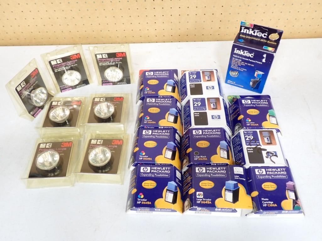 Lot of Projection Bulbs and HP Printer Cartridges (1 of 9)