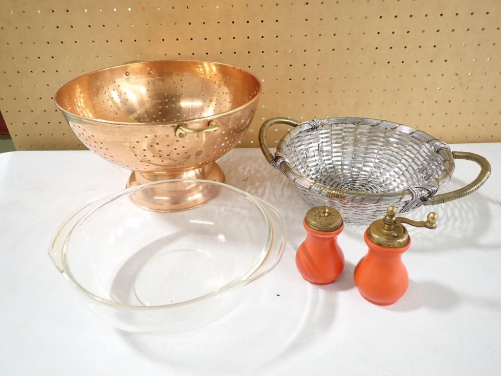 Vintage Kitchen incl Copper Collander, Salt Shaker and Pepper Mill, (1 of 11)