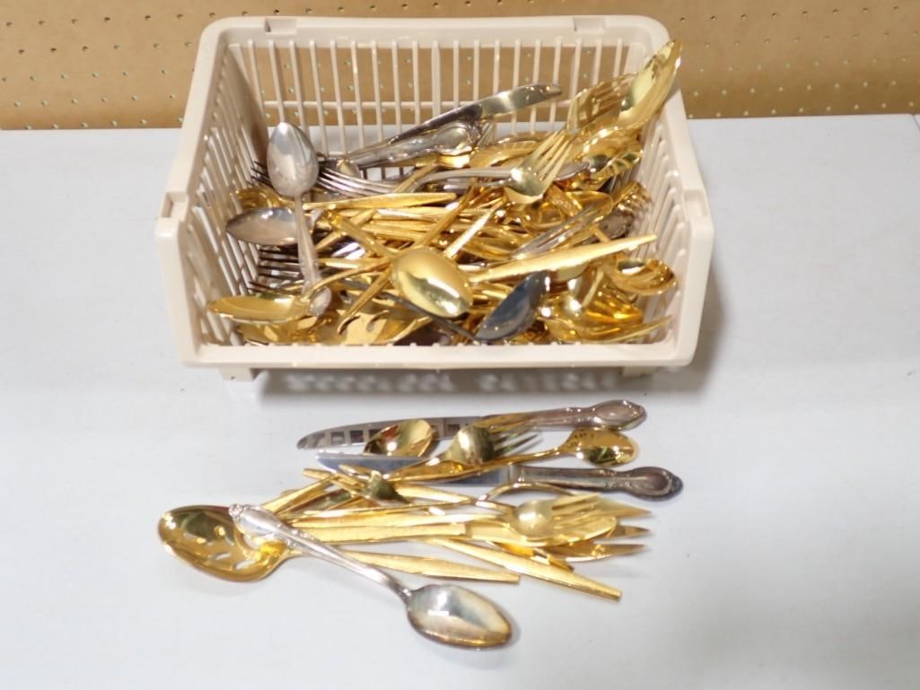 Large Lot of assorted Flatware including Gold colored, Florentine, Stainless, etc (1 of 10)