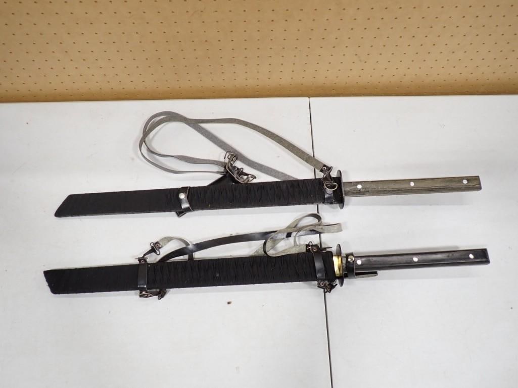 Pair of Ninja Swords Marked Pakistan with Sheaths 34" Total length (1 of 7)