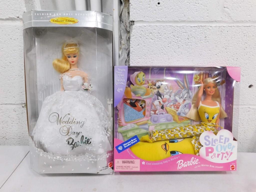 2 Barbie Dolls incl Wedding Day Barbie and Barbie Sleep Over Party Both New in Box (1 of 4)