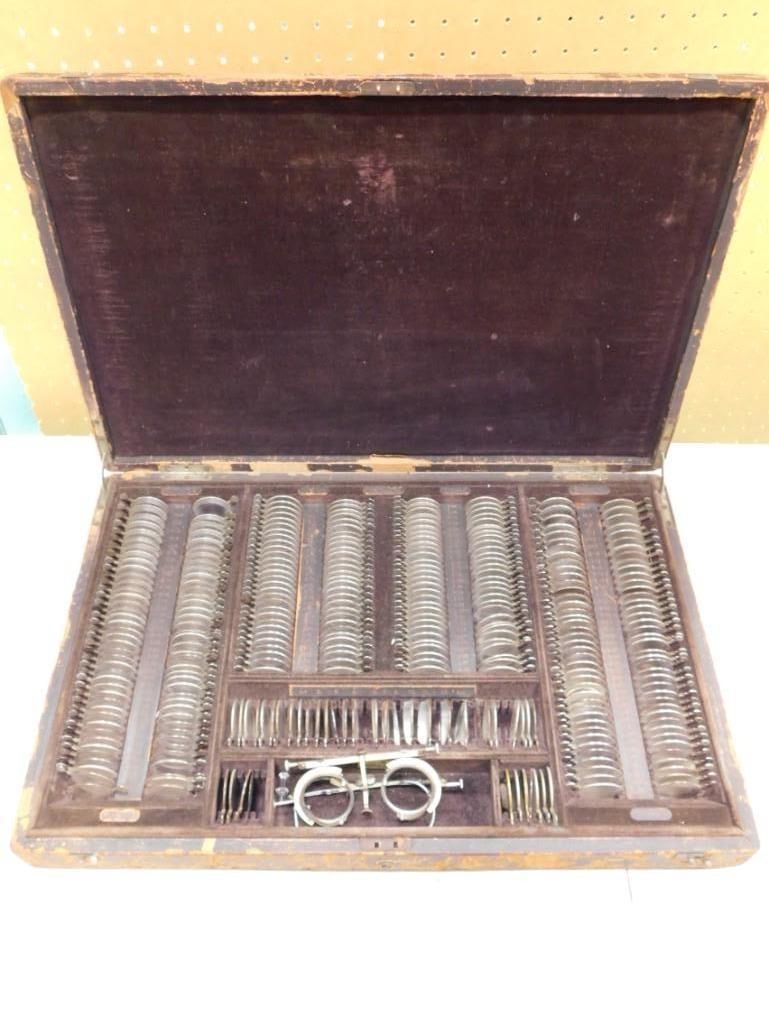Very Early 20th Century Optometrists Lens Case with Lenses, etc (1 of 15)