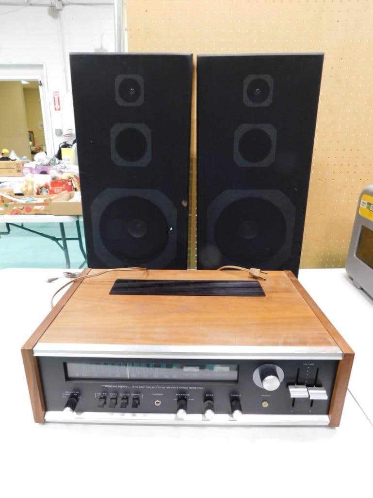 Stereo Lot including Realistic STA-65C AM/FM Stereo Receiver, Hitachi Speakers (1 of 9)