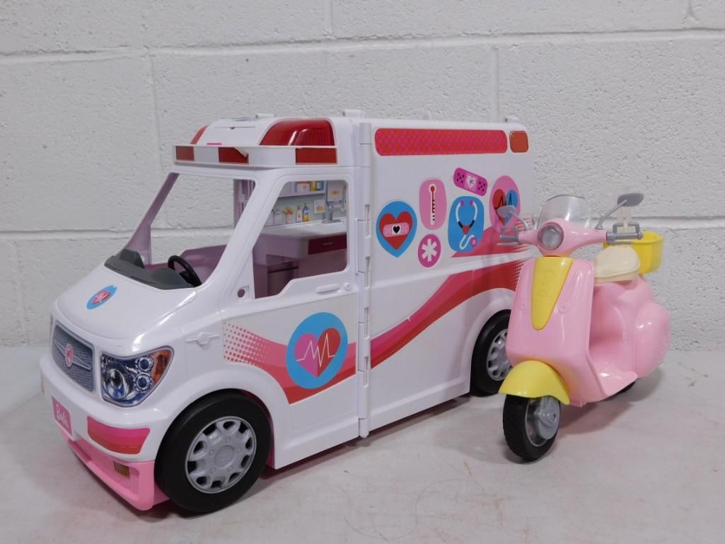 Barbie Rescue Squad Van and Barbie Pink Scooter: Barbie Rescue Squad Van and Barbie Pink Scooter