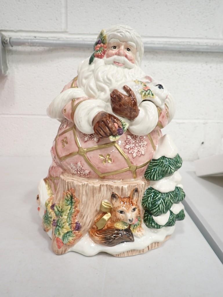 Fitz & Floyd Snowy Woods Santa Large Biscuit / Cookie Jar with Box (1 of 6)