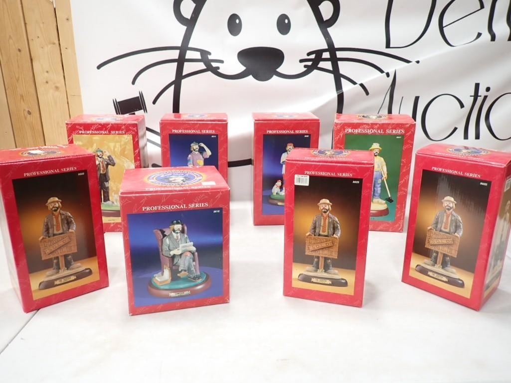 Lot of 8 Ceramic / Porcelain Emmett Kelly Clown Figurines with Boxes (1 of 13)