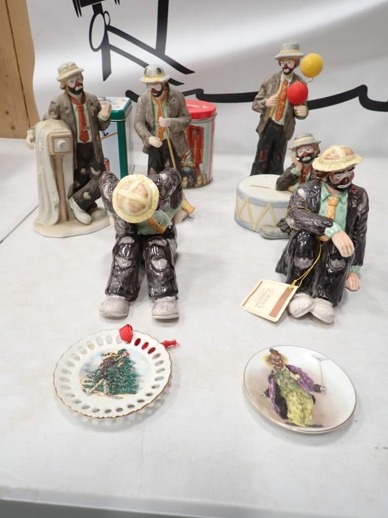 Lot of Emmett Kelly Ceramic Porcelain Clown Figurines and Tins, etc. (1 of 11)