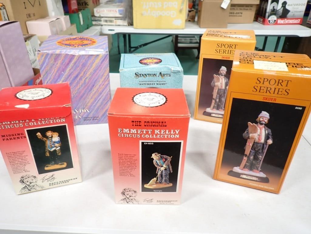 Lot of 6 Emmett Kelly Porcelain Ceramic Clown Figurines with Boxes (1 of 19)