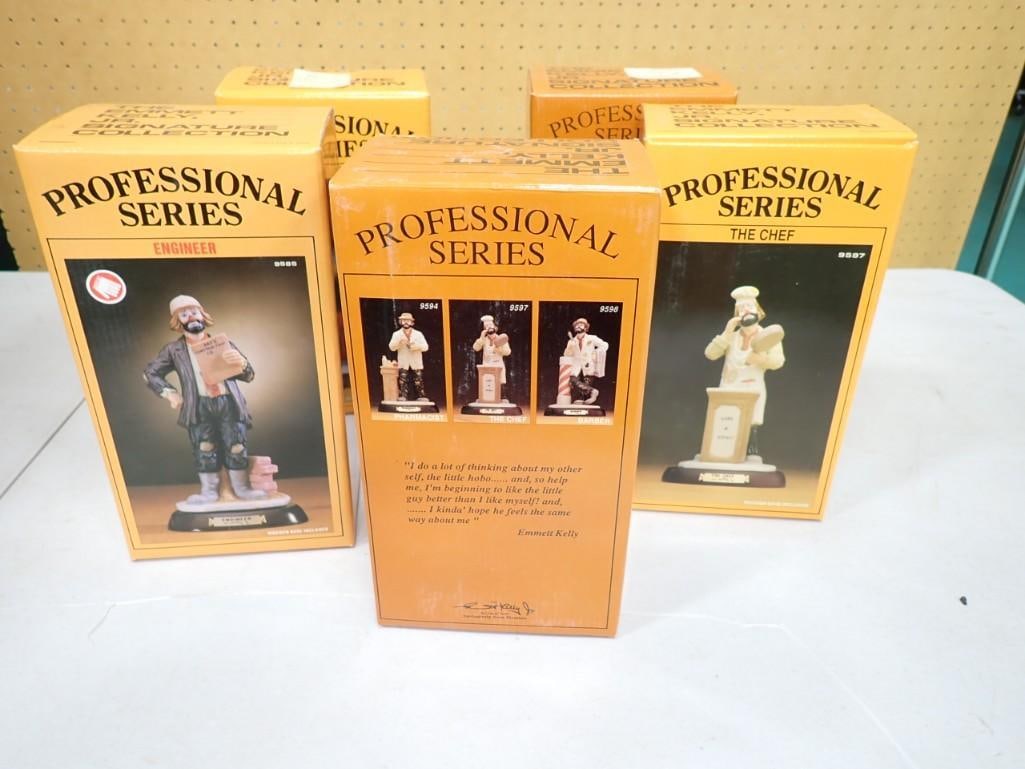 5 Emmett Kelly Professional Series Clown Figurines with original boxes: 5 Emmett Kelly Professional Series Clown Figurines with original boxes - see all pictures