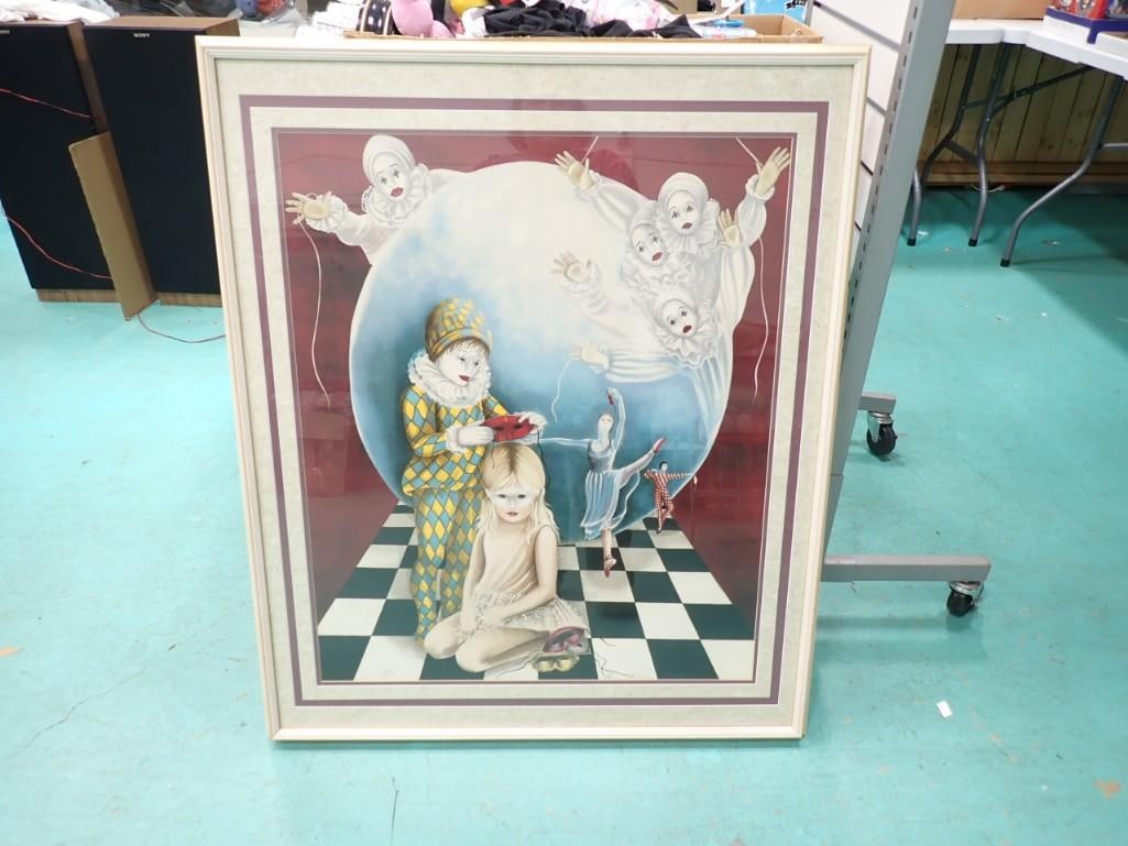Framed Print of Clowns - Measures roughly 31x38": Framed Print of Clowns - Measures roughly 31x38"