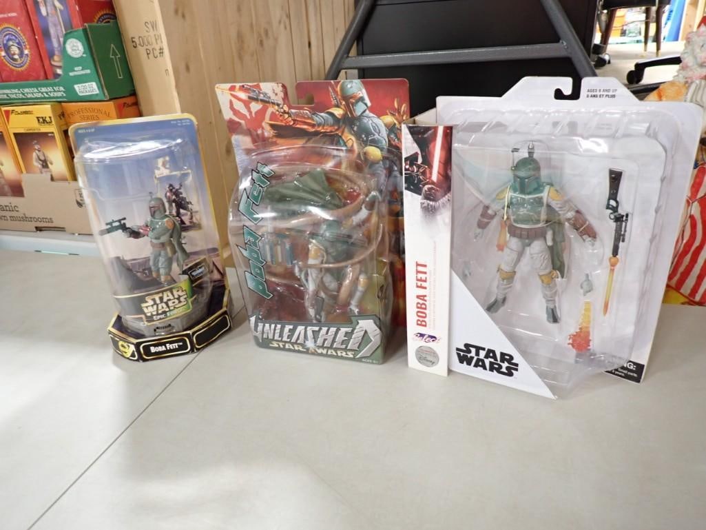 3 Star Wars Action Figures New in Package incl Kenner Boba Fett, Unleashed, Boba Fett, (1 of 7)