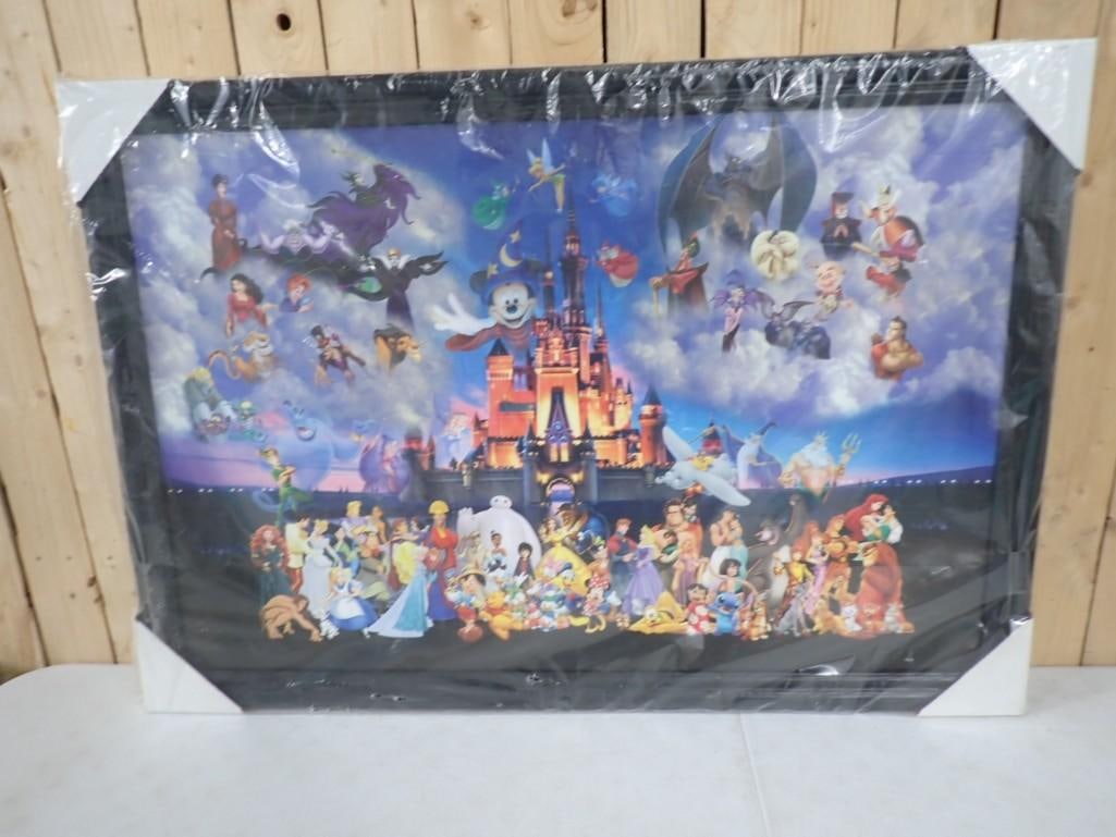 Framed Disney Print with Mickey Mouse, etc 28" x 39" (1 of 6)