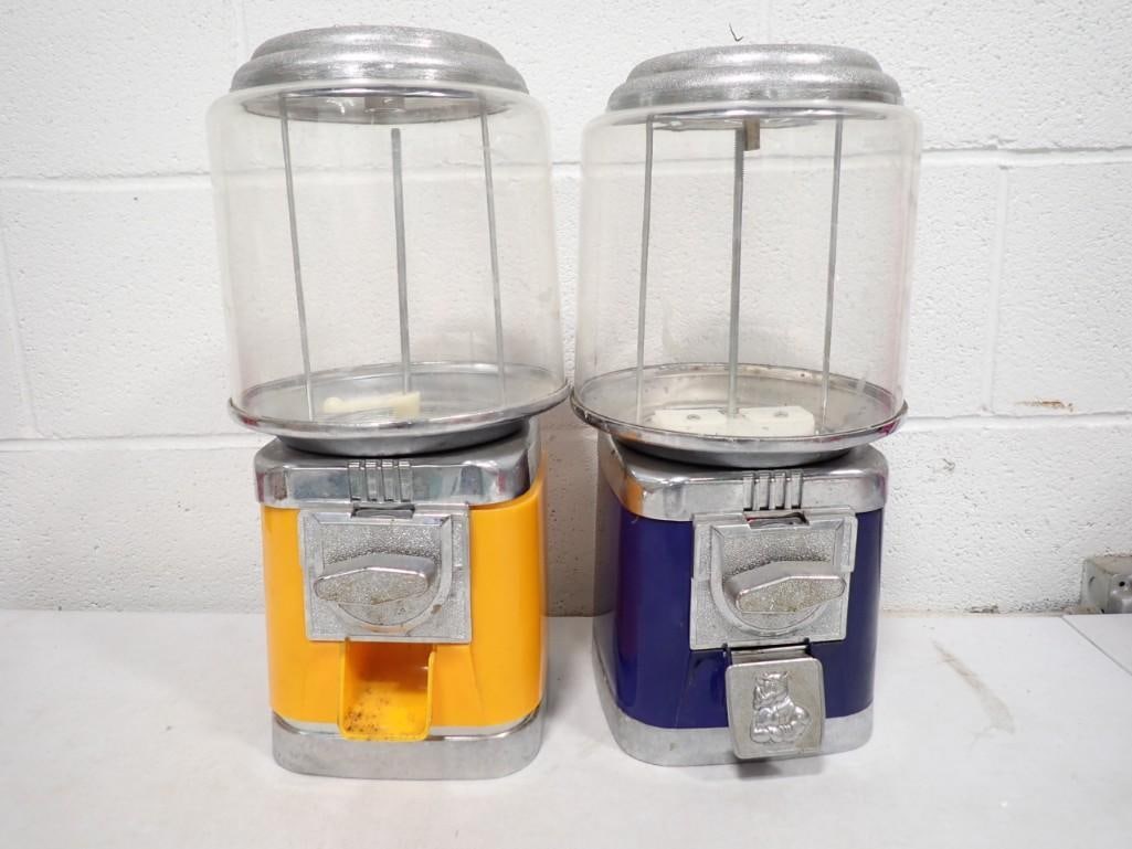 2 Vintage Gumball Machines incl Blue and Yellow . Both Rhino Vending: 2 Vintage Gumball Machines incl Blue and Yellow . Both are Rhino Vending