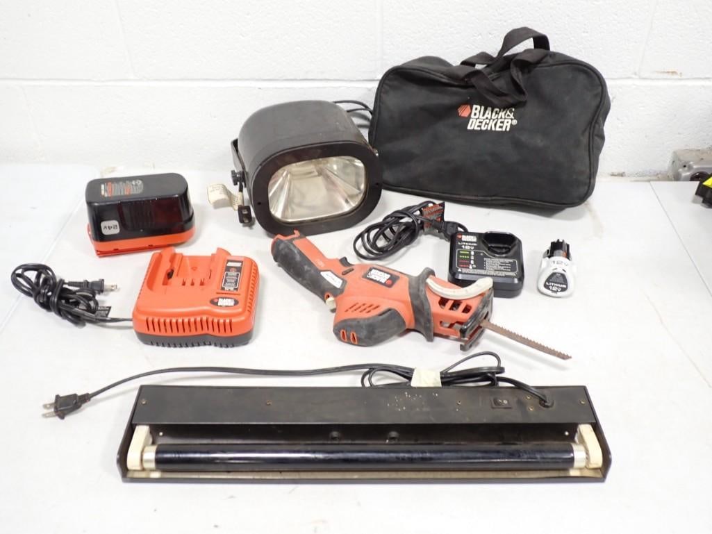 Stool Lot including Black & Decker, Blacklight, Cutter, Chargers, etc. (1 of 9)