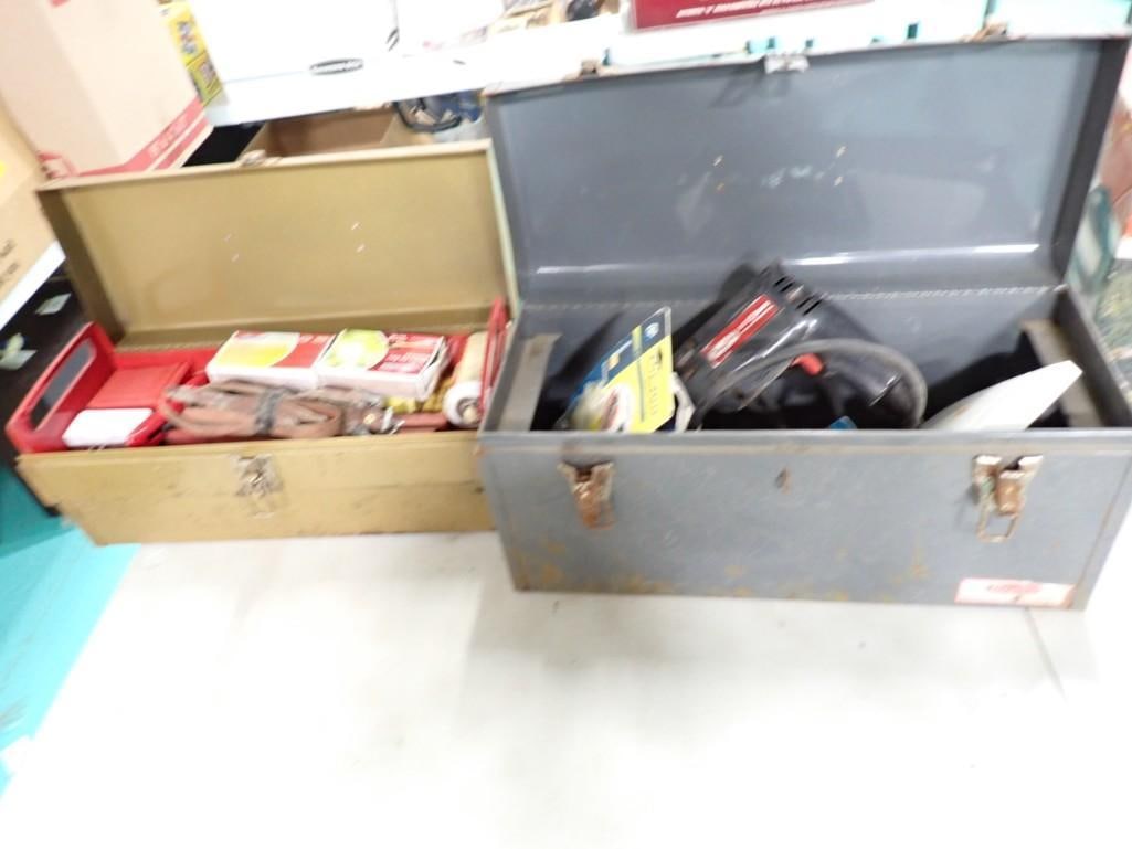 Pair of vintage tool boxes full of tools / etc. including jumper cables, drills, etc. (1 of 7)