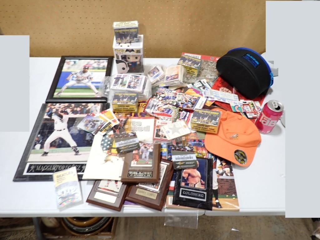 Sports Lot including Ordonez, Mark McGwire, Cards, Plaques, Barry Bonds, etc. (1 of 9)