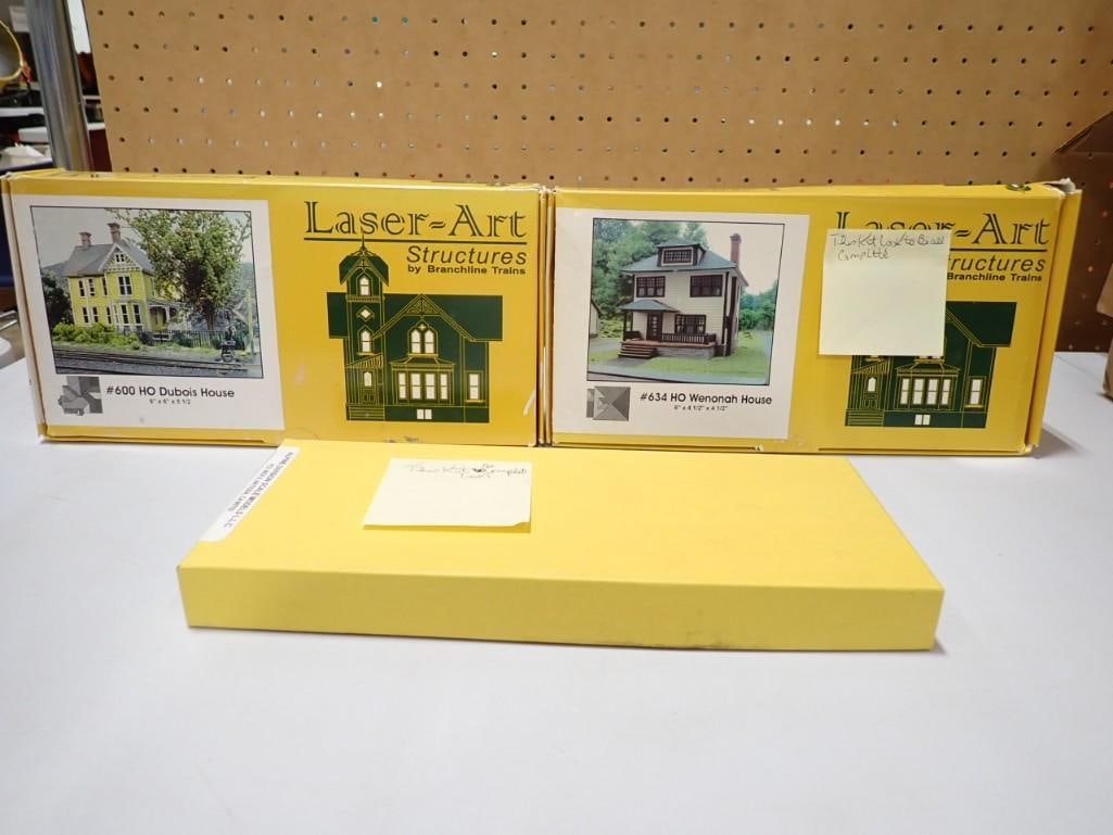 Three HO Scale Laser-Art Structures by Branchline Trains including #600 Dubois House, #634 Wenonah H (1 of 6)