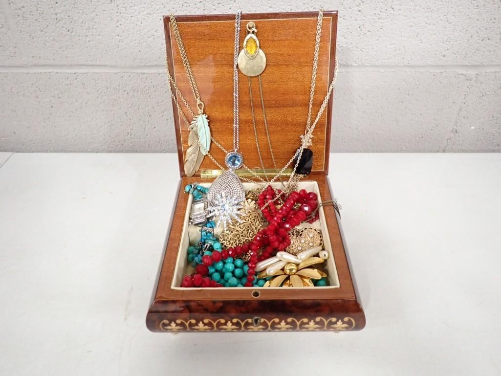 Jewelry Box with Costume Jewelry incl Rhinestone: Jewelry Box with Costume Jewelry including Rhinestone