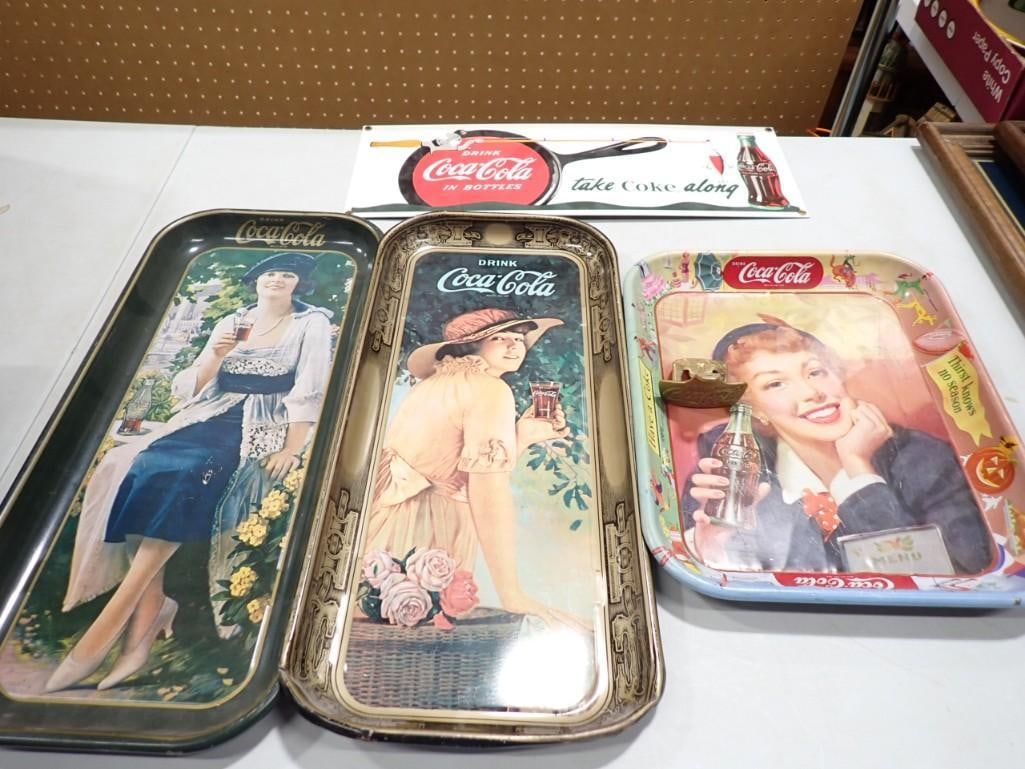 Coca Cola Lot Sign / Tray Lot including porcelain and a bottle opener as well (1 of 7)