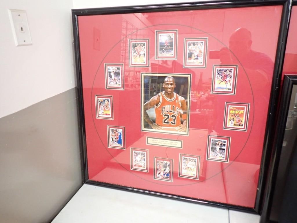 Michael Jordan / Chicago Bulls Framed Wall Hanging with Basketball Cards, Picture, etc. (1 of 7)
