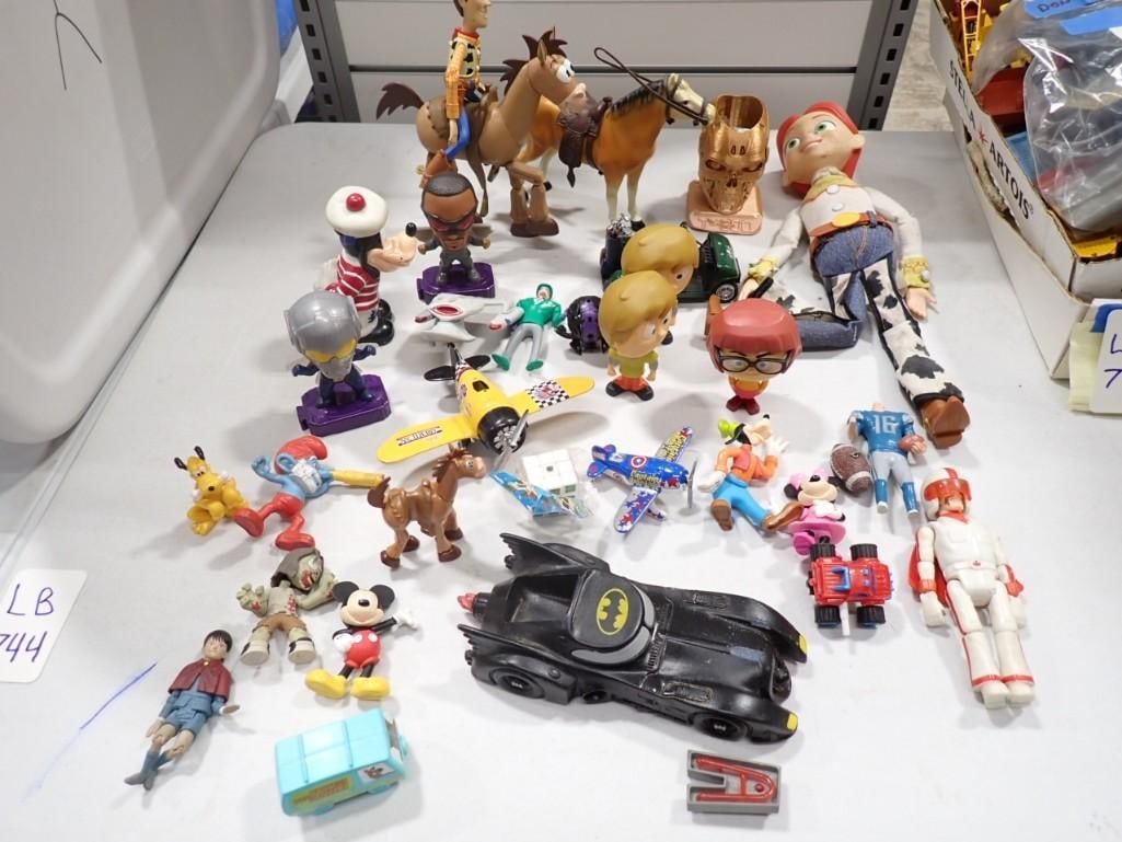 Lot of Toys and Small Toys incl Disney Figures, Jessie from Toy Story Doll, Batmobile, (1 of 13)